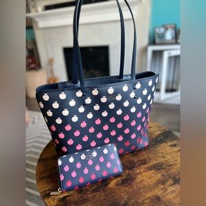 EUC~Kate Spade ♠️ Apple Orchard Degrade Large Zip Tote Bag AND Wallet bundle